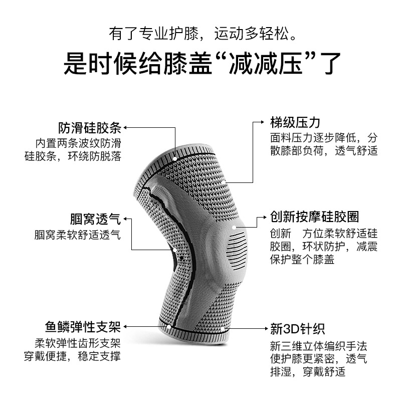 Picture of Basketball Knee Pads Sports Support Spring Pressurized Cycling Running Fitness Shock Absorption Breathable Joint Knee Pads Wholesale