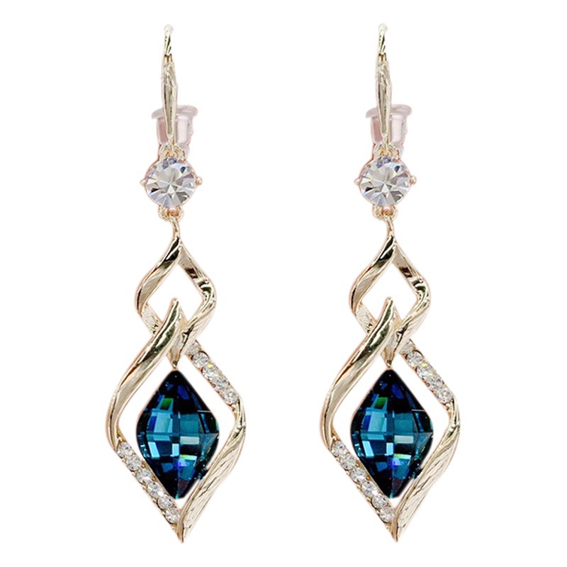 Geometric Diamond Crystal Earrings Women's Korean Elegant Long Diamond-encrusted Internet Celebrity Long Tassel Earrings Tiktok Explosions