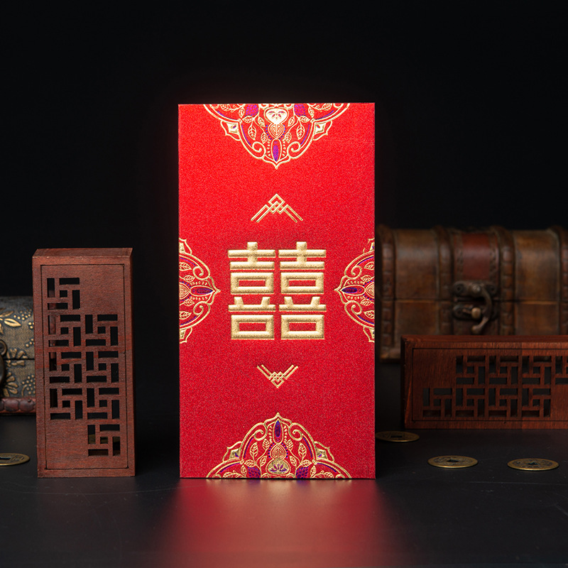 Picture of A hundred years of good luck to change the mouth of the red bag is to seal the wedding hard paper bronzing Yongji hundred yuan thousand yuan large ten thousand yuan