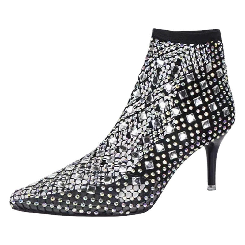 Wholesale girls high heels Surface accessories design high heels shiny rhinestone new vamp hot drill hot figure