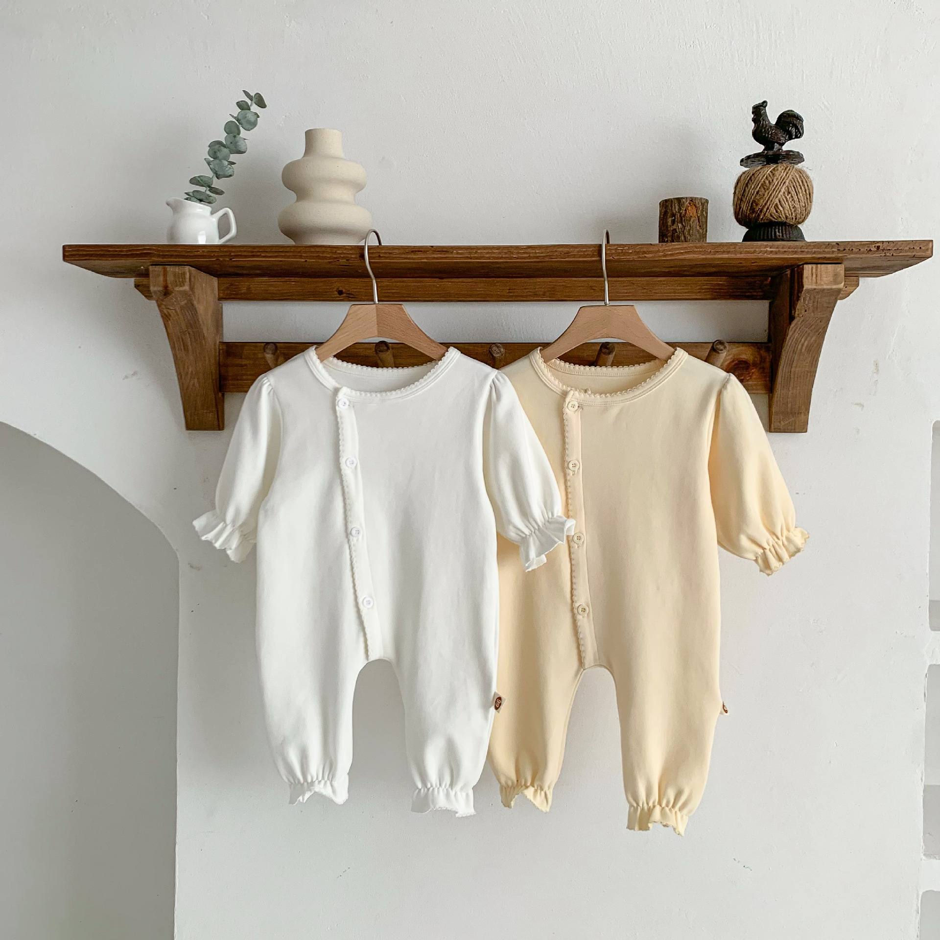 Baby's Spring and Autumn Lace Korean-style Baby's One-body Clothes Baby's Round Neck Slant Single-breasted Long-sleeved Climbing Suit