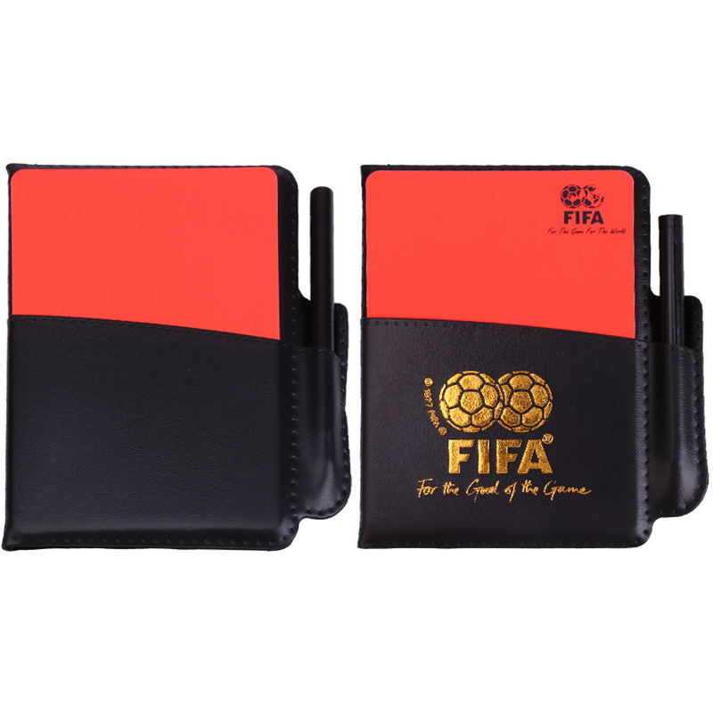 Picture of Football Thickened Red and Yellow Card Record Book Red and Yellow Card Referee Tool with Leather Holster Recording Paper Pencil for Referee