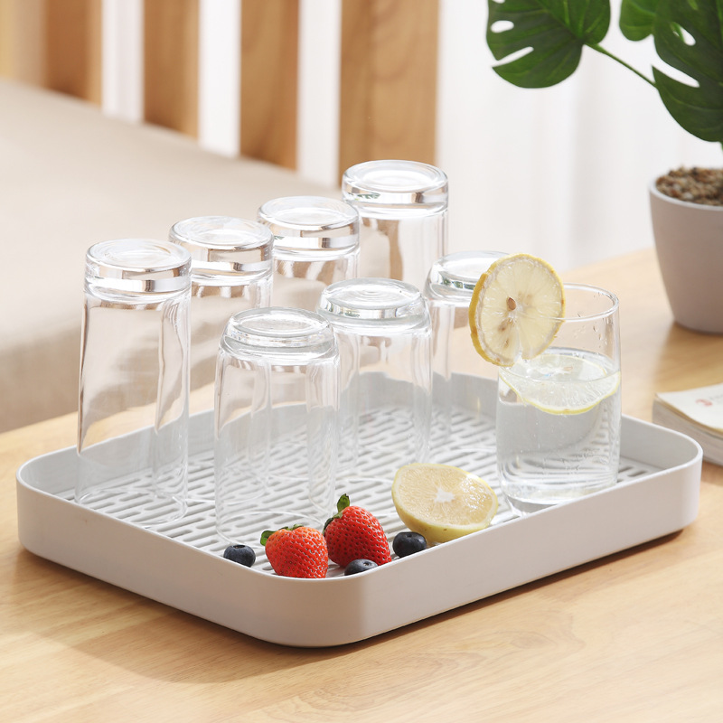 Picture of Creative Household Cup Drain Plate Double-layer Kitchen Fruit Plate Water Filter Tray Living Room Plastic Tea Cup Tea Plate