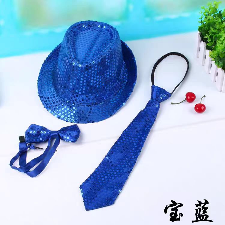 Adult Jazz Hat Top Hat Performance Sequins Top Hat Stage Dance Kids Hat Children's Day Hat