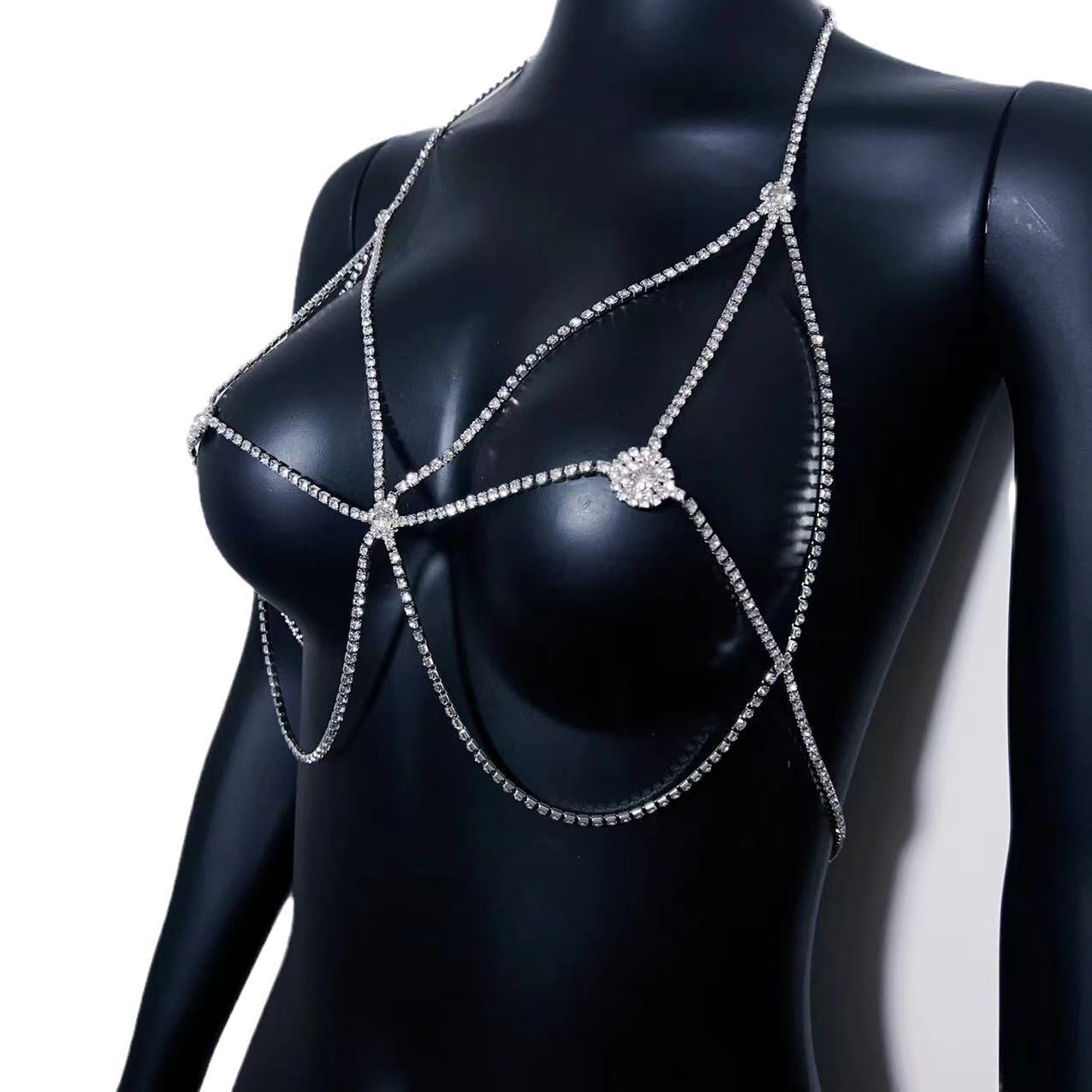 Picture of Fashion New Round Chest Nightclub Style Sexy Rhinestone Body Chain Women Cross-border Chest Chain Body Chain