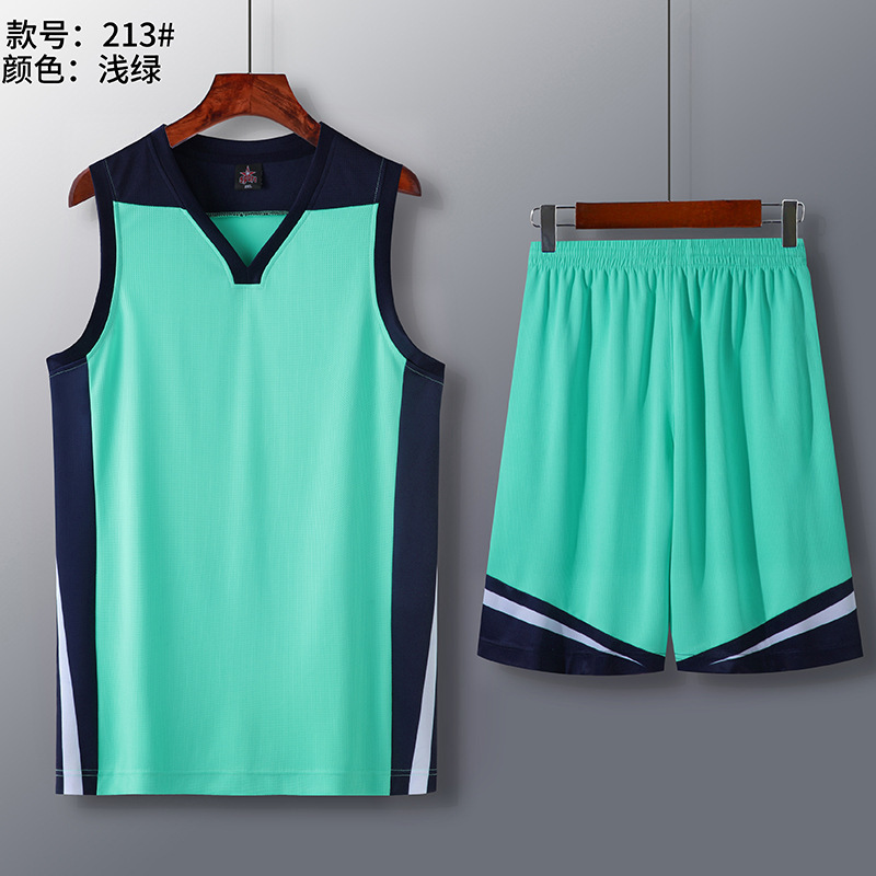 Picture of Summer new dry breathable outdoor sports training V-neck contrast basketball suit strength manufacturers wholesale printing