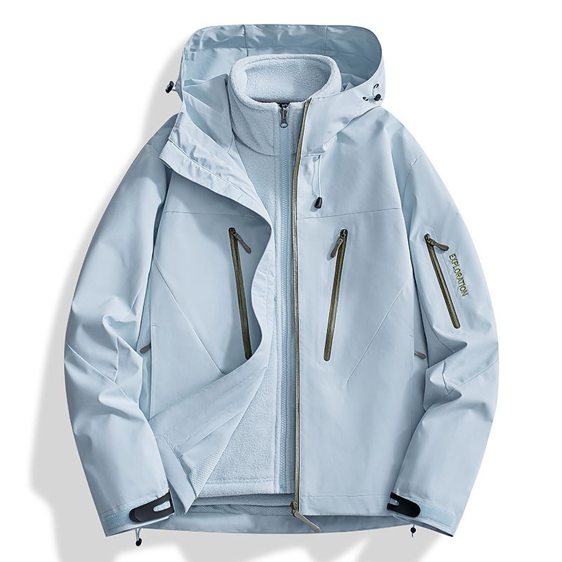 New Autumn and Winter Full Heat Seal Three-proof Two-piece Jacket Men's and Women's Mountaineering Suit Waterproof Couple Hooded Jacket Coat