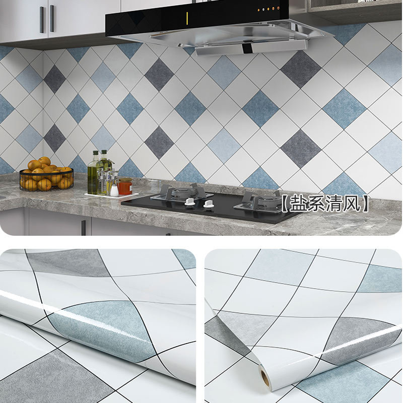 Picture of Wholesale kitchen oil-proof stickers self-adhesive wall stickers bathroom renovation milk tea shop waterproof high temperature resistant stove wallpaper porcelain