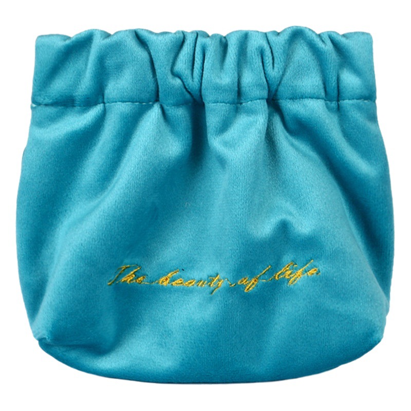 Velvet shrapnel pocket embroidered coin purse high-end lipstick headset small storage bag portable sanitary napkin storage bag