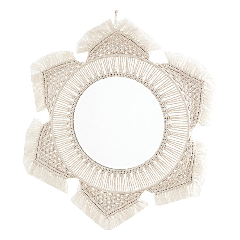 Nordic hand-woven cotton rope mirror cosmetic mirror bedside bedroom B & B hallway hotel decoration wall pendant