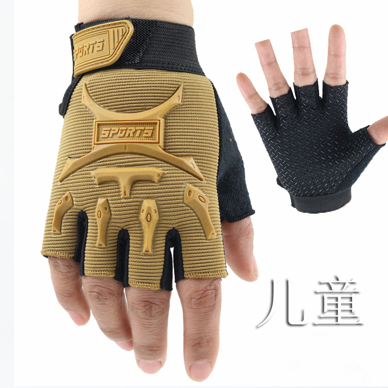 Picture of Children's seal half finger 5-13 weeks outdoor spring, summer and autumn mountain bike short finger sunscreen non-slip gloves