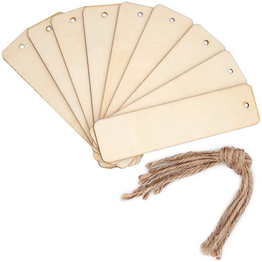 Picture of Amazon Wooden Blank Bookmark DIY Wooden Craft Unpolished Rectangular Blank Book Brand Pendant