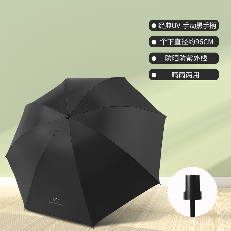 Picture of A large number of wholesale automatic umbrella women sunshade folding dual-use sun umbrella black rubber sunscreen customized advertising