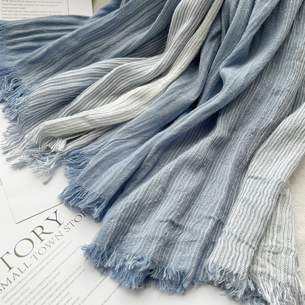 Picture of Amazon Hot Autumn New European and American Striped All-match Silk Scarf Women's Artistic Foreign Style Shawl Men's Cotton Scarf
