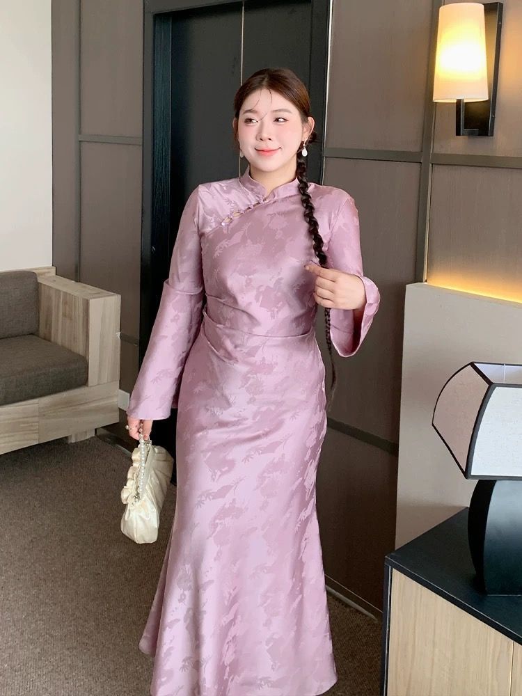 Picture of Retro style 2024 autumn new chubby girl plus size temperament national style dress new Chinese style improved super fairy cheongsam women