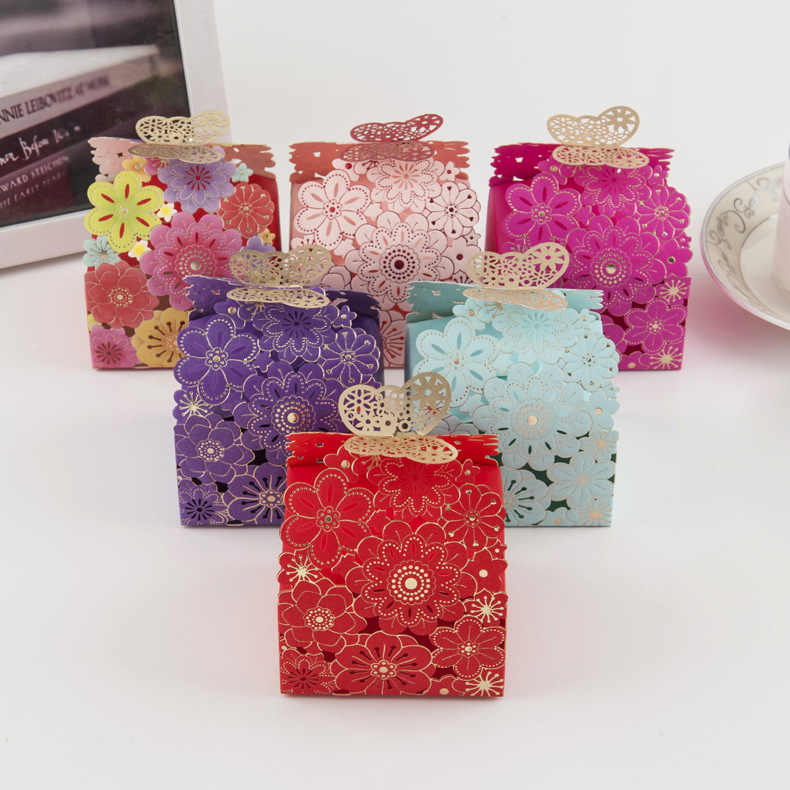 European-style New Candy Box Multicolor Hollow Petals Butterfly Box Wedding Candy Box Party Snack Packaging Box