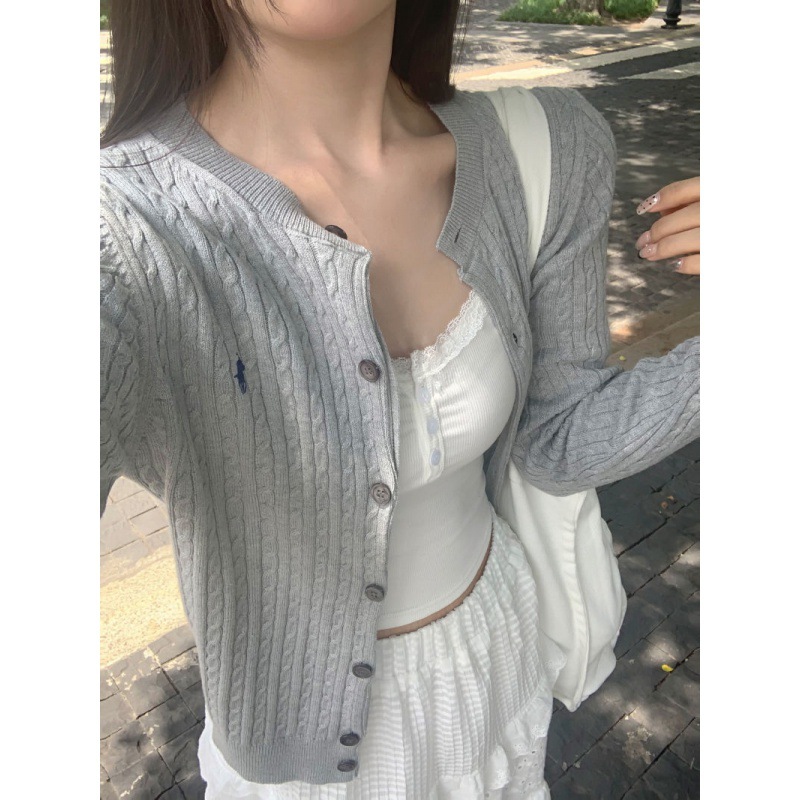 French Round Neck Embroidered Knitted Cardigan Sweater Women's Early Autumn 2023 New Retro Twist Short Jacket Tops