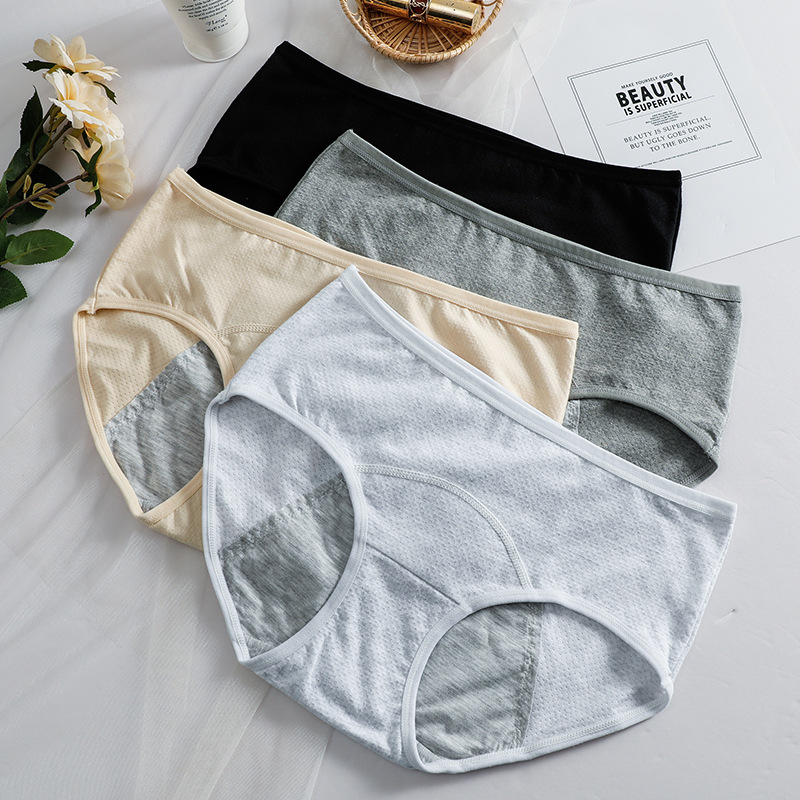Women's cotton physiological underwear menstrual period anti-side leakage safety aunt pure cotton antibacterial crotch holiday triangle shorts head
