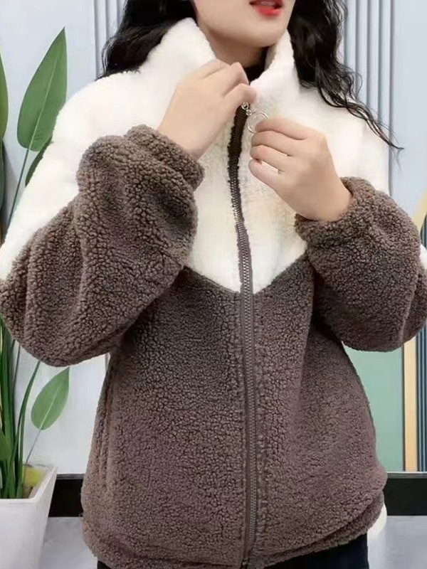 Picture of Winter warm women's coat casual cotton-padded fleece-lined thickened stand collar zipper autumn and winter high-grade women's coat wear