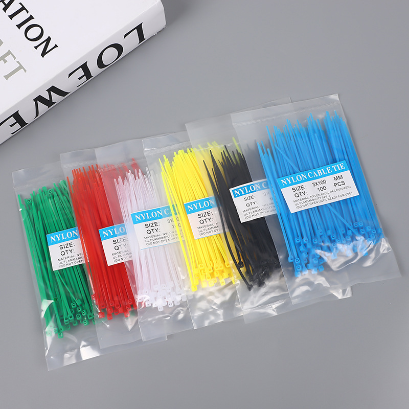 Colorful Nylon Cable Ties, Self-Locking Plastic Cable Ties, Size 3*100mm, Multi-Color