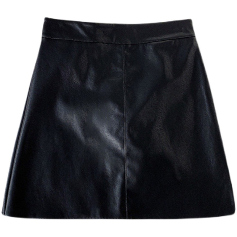 Autumn 2023 New Small Leather Skirt Skirt Spring and Autumn Women's Hip Skirt High Waist Pu Autumn and Winter Skirt A- line Skirt
