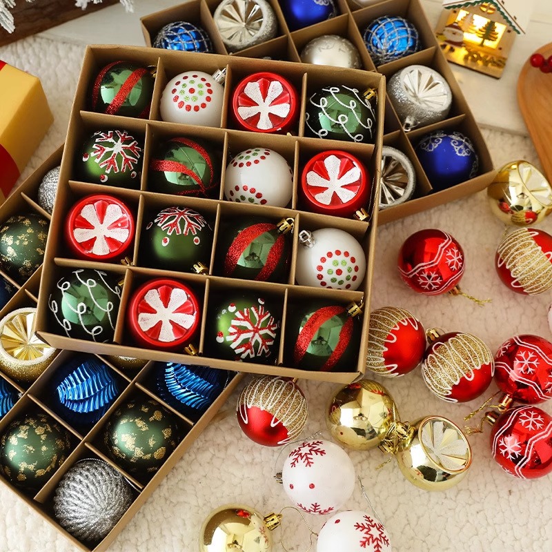 Linjie new hand-painted 6cm Christmas ball luxury 16 suit Christmas tree decoration pendant Christmas plastic ball