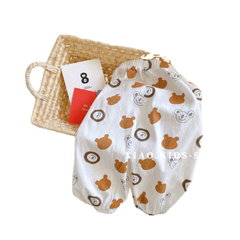 Picture of Boys' Holiday Sunscreen Pants Children's Vintage Floral Summer All-match Anti-mosquito Pants Summer Printed Mid-waist Beach Pants