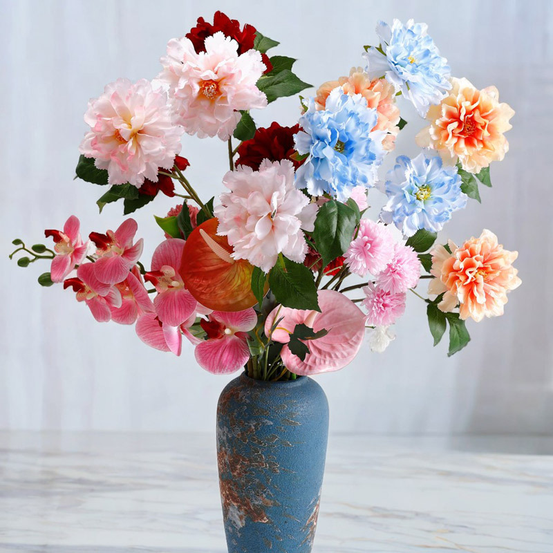 Flower Love Simulation Flower Dahlia New Year's Eve Hydrangea Floriculture Decoration Home Desktop Decoration Flower Shop Packaging Materials
