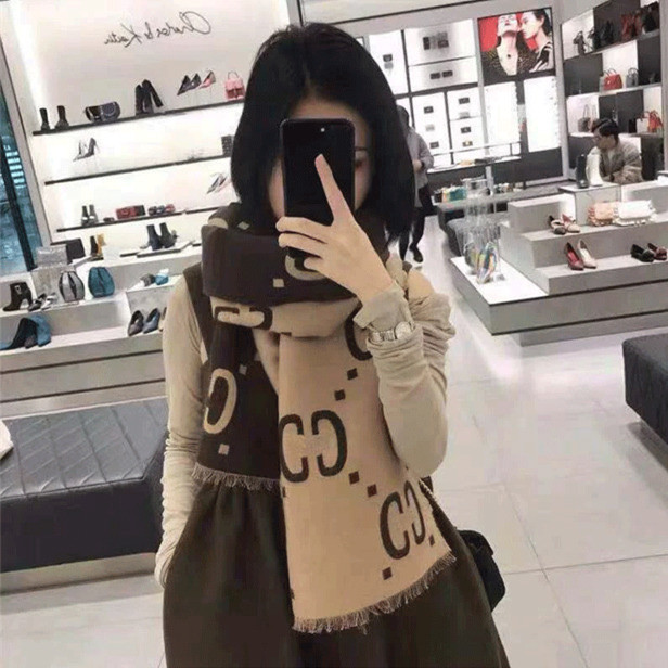 Cc's New Women's Imitation Cashmere Scarf Neck Cover Warm K-Style Double-Sided Thickeneded Versatile Brand Scarf