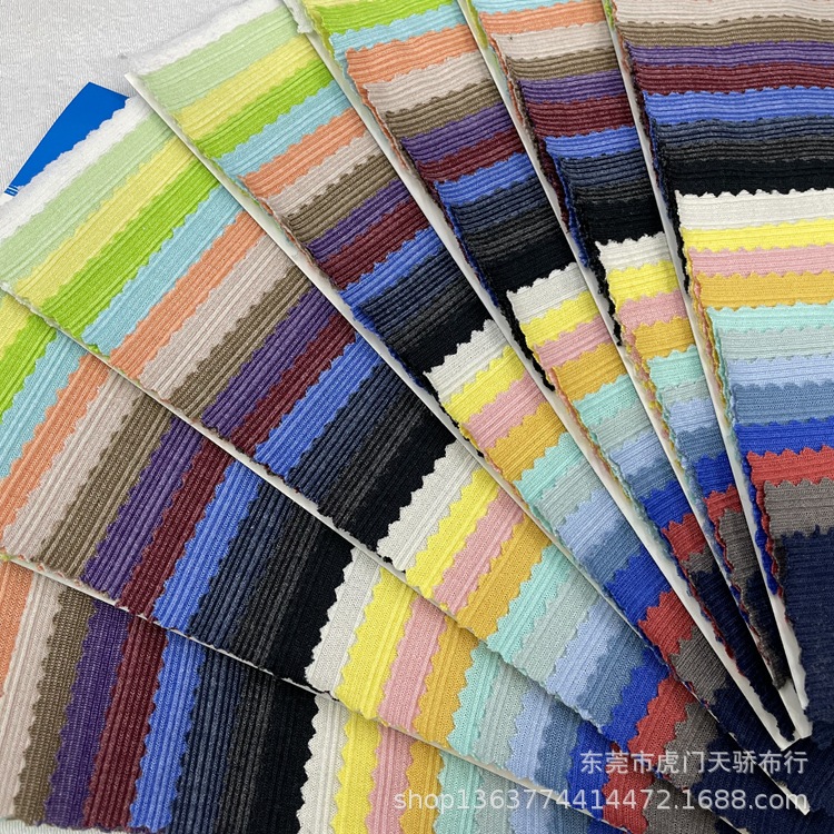 Spot supply of knitted spring and summer new TR vertical jacquard cloth 190g polyester cotton knitted casual clothing material