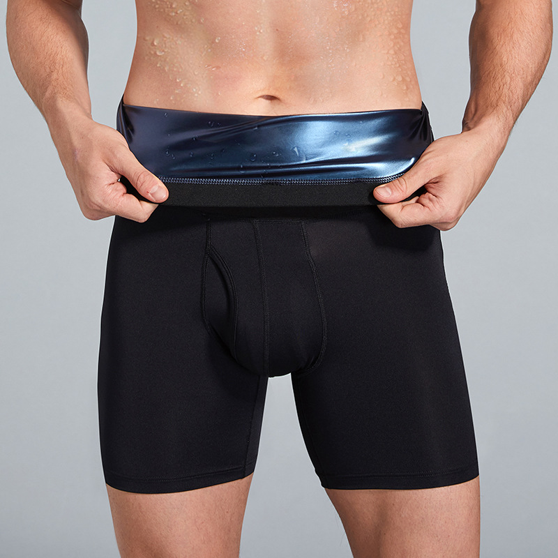 Men's Fat Burning Sports Fitness High Waist Boxer Sweat Underwear Belly Tight Waist Tight Belly Base Yoga Pants Trend