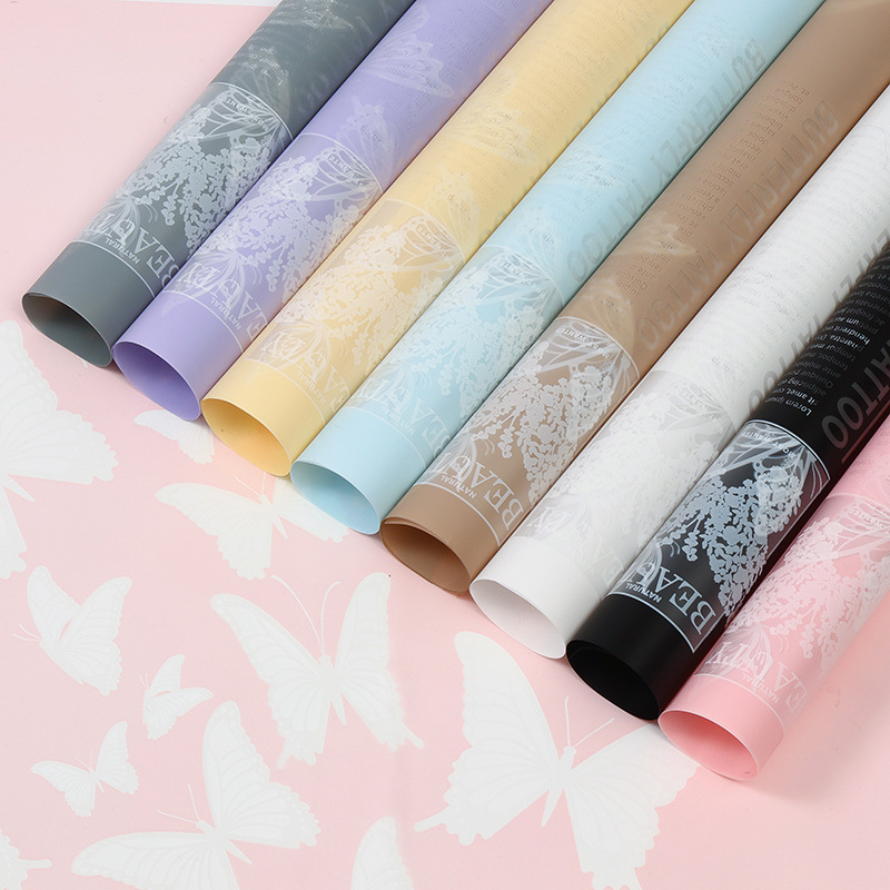 Butterfly dance jelly film wholesale Tanabata new waterproof flower wrapping paper florist supplies floral bouquet wrapping paper 3