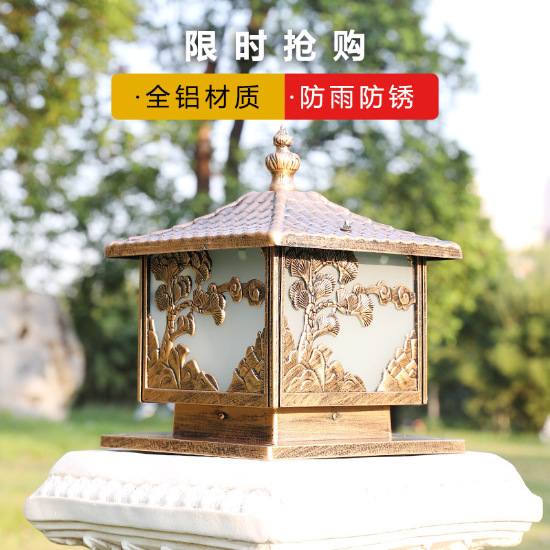 Huatis European style column lamp Villa wall lamp outdoor lamp welcome pine wall lamp engineering garden lamp Outdoor