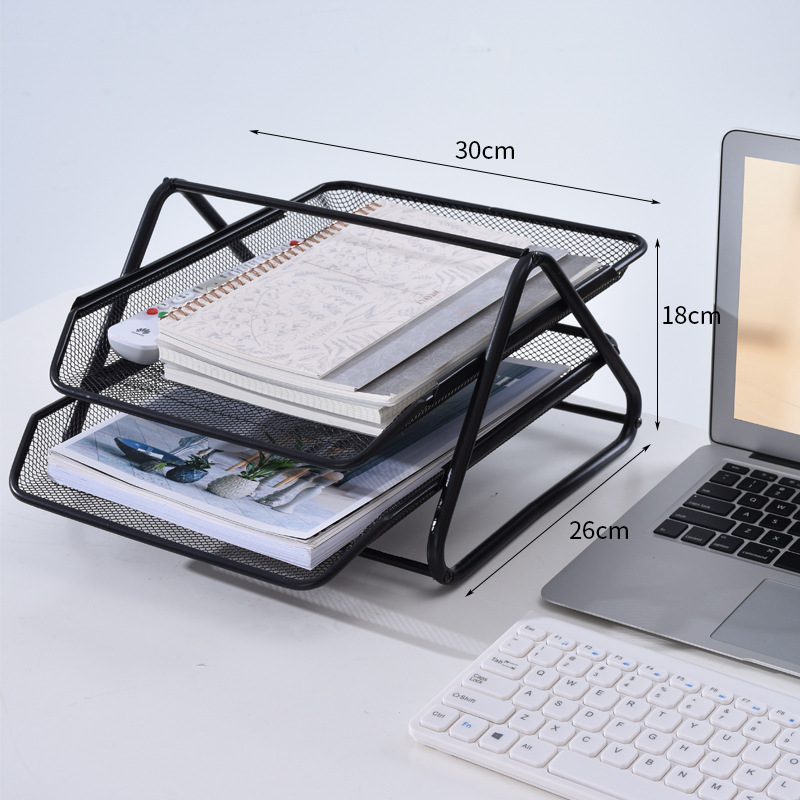 Wire mesh metal two-layer file holder two-layer data tray drawing data file tray creative anti-rust file holder
