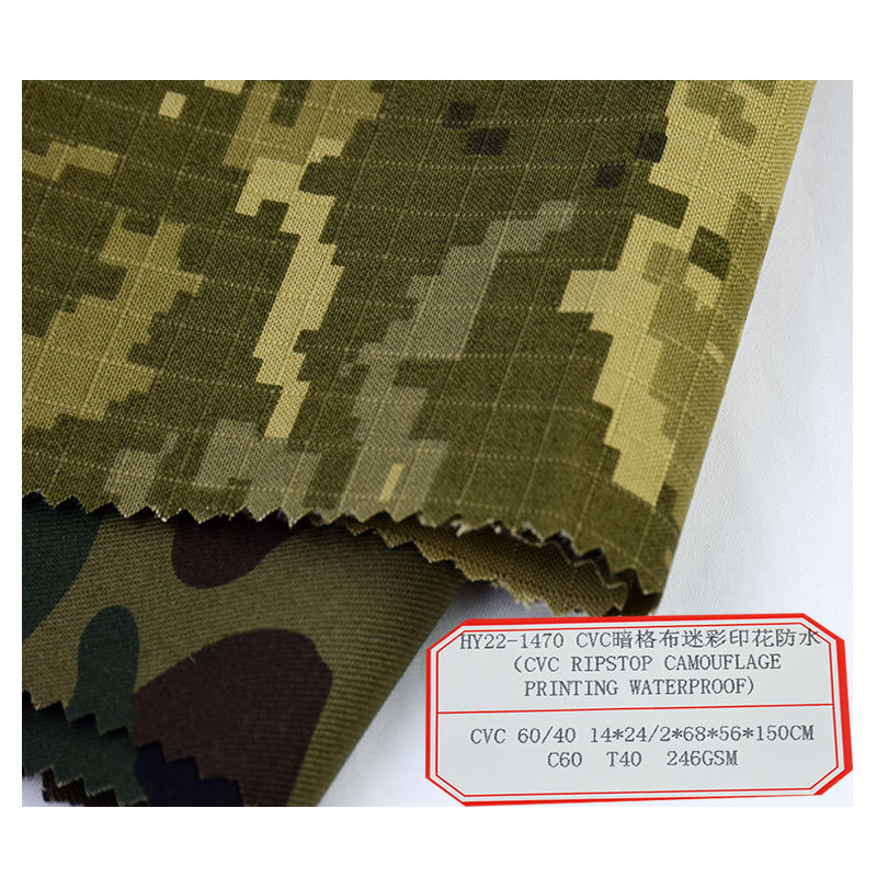 Camouflage tactical pants autumn outdoor casual overalls plaid fabric CVC dark camouflage print pants fabric