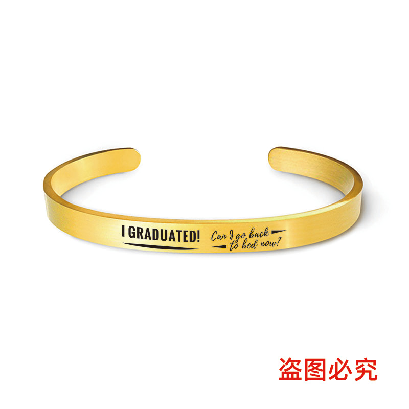Picture of Bracelet European and American Cross-Border Stainless Steel Bracelet 2025 Graduation Season Doctor's Hat Holiday Gift Engraved Titanium Steel Bracelet