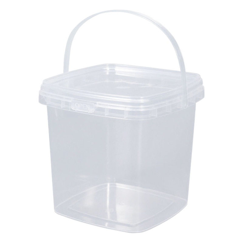 Transparent Square Portable Bucket Disposable Milk Tea Large Capacity Dessert Bucket Packaging Box Portable Lid Street Stall Wholesale