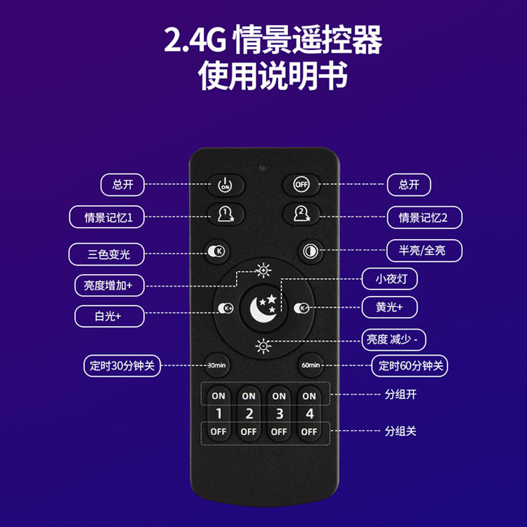 Picture of Remote Control Bulb Lamp through the Wall Two-Color Stepless Dimming 9W12W Super Bright Energy-Saving 6W Three-Color Dimming E27 Scene Memory