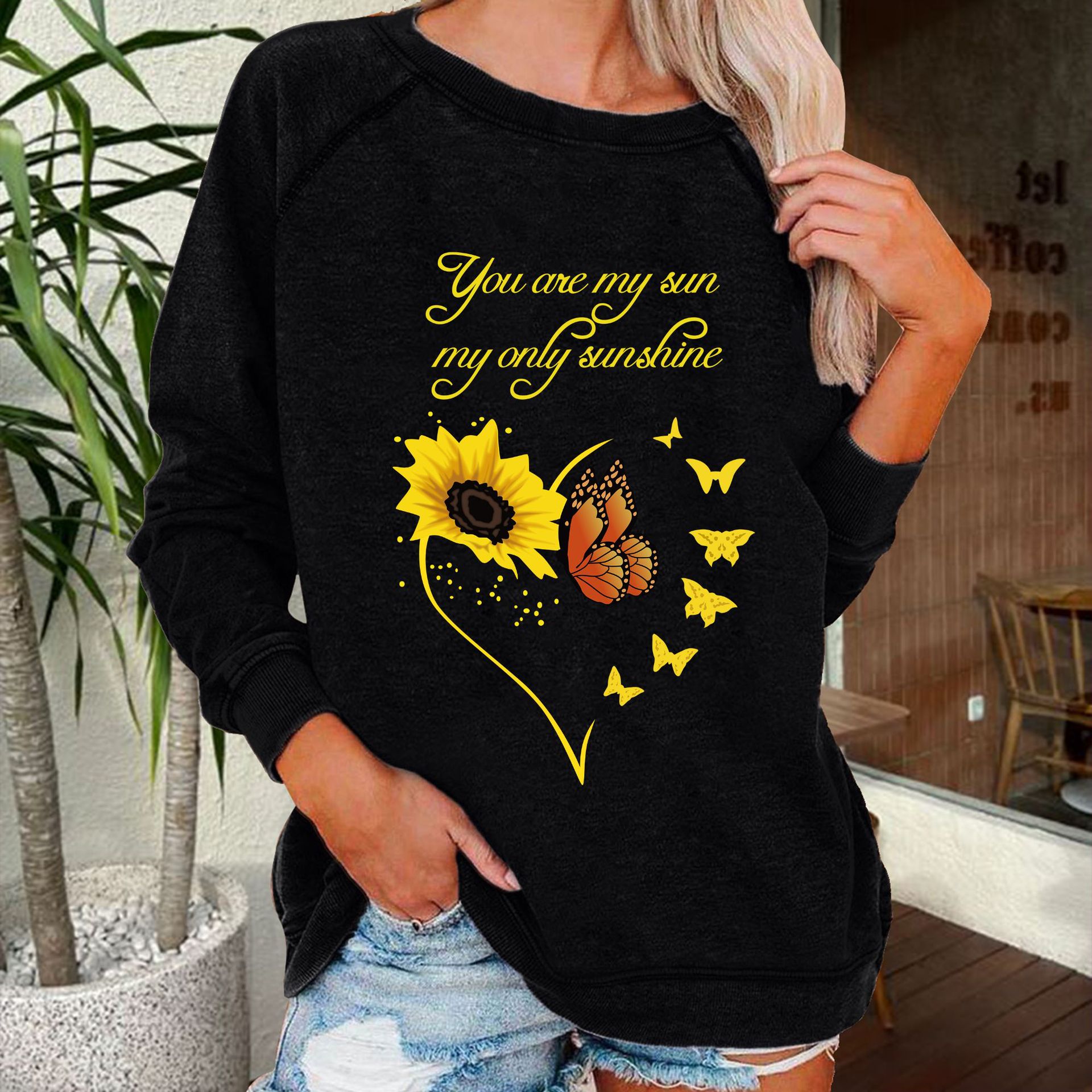 Picture of Cross-border 2023 Women's new letters butterfly Raglan coil thin pullover sweater