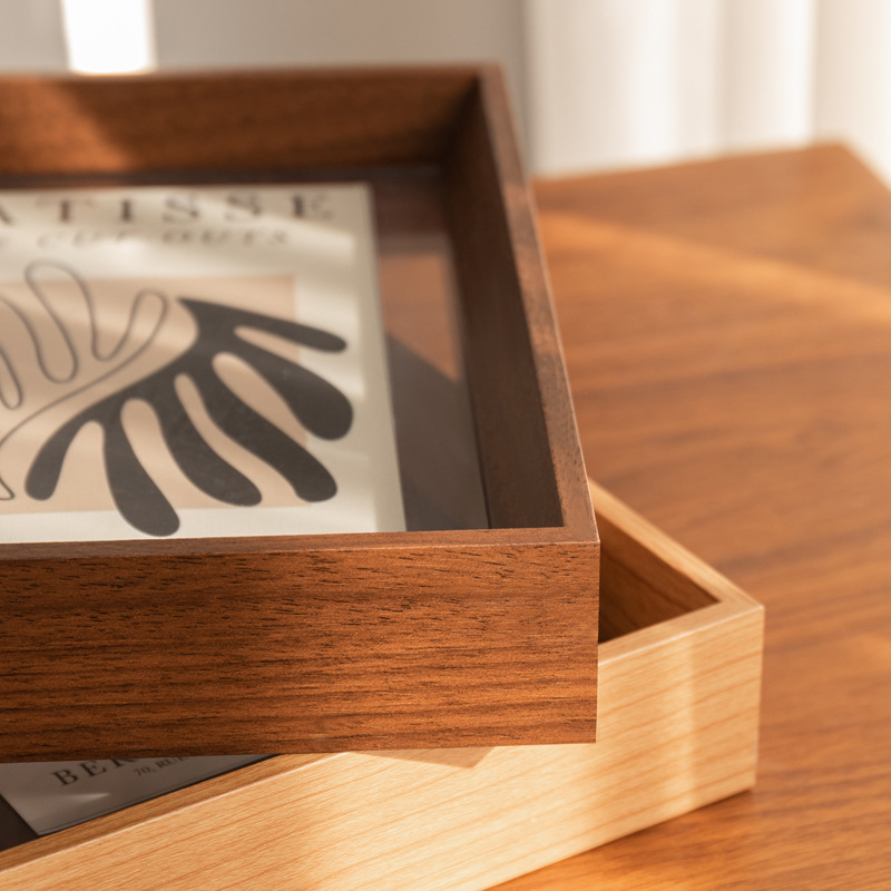 Picture of Log color wood DIY handmade double-sided transparent glass wholesale photo frame calligraphy display frame specimen frame pull-out