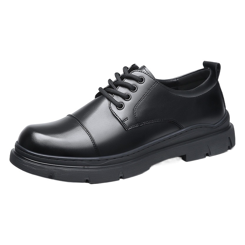 2025 Spring New Leather Shoes for Men, Breathable and Heightening, Casual Business Formal Wear, Black High-End Wedding Groom's Shoes