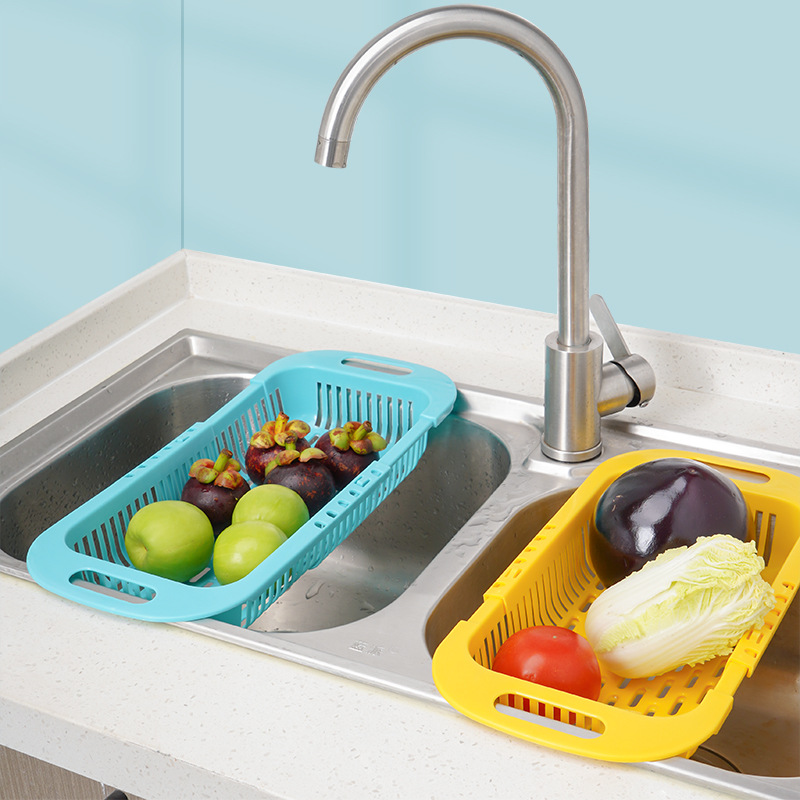 Factory wholesale telescopic drain basket new creative household kitchen sink drain rack adjustable price drain vegetable and fruit basket