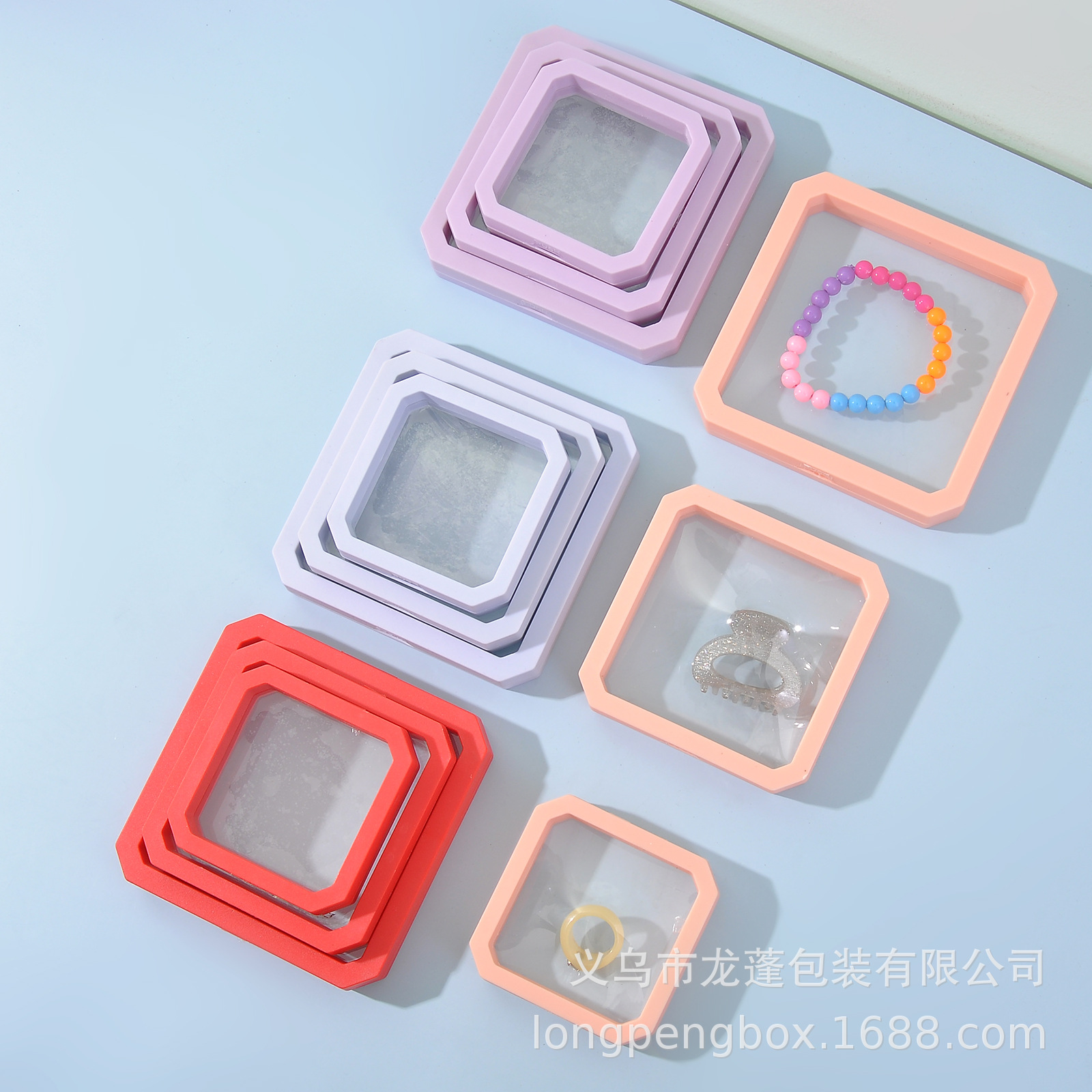 High-end sense new octagonal transparent pe suspension box jewelry storage box bracelet necklace display box
