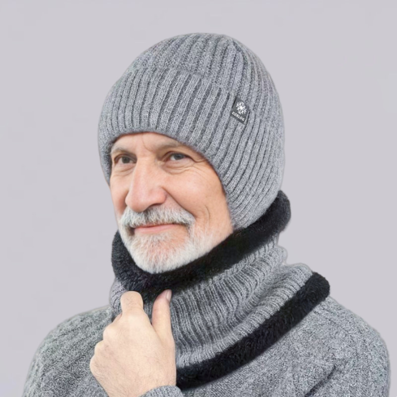 Picture of Winter Warm Hat Cross-Border Men's Knitted Hat Middle-Aged and Elderly Dad and Elderly Hat Plus Velvet Thickened Ear Protection Woolen Hat