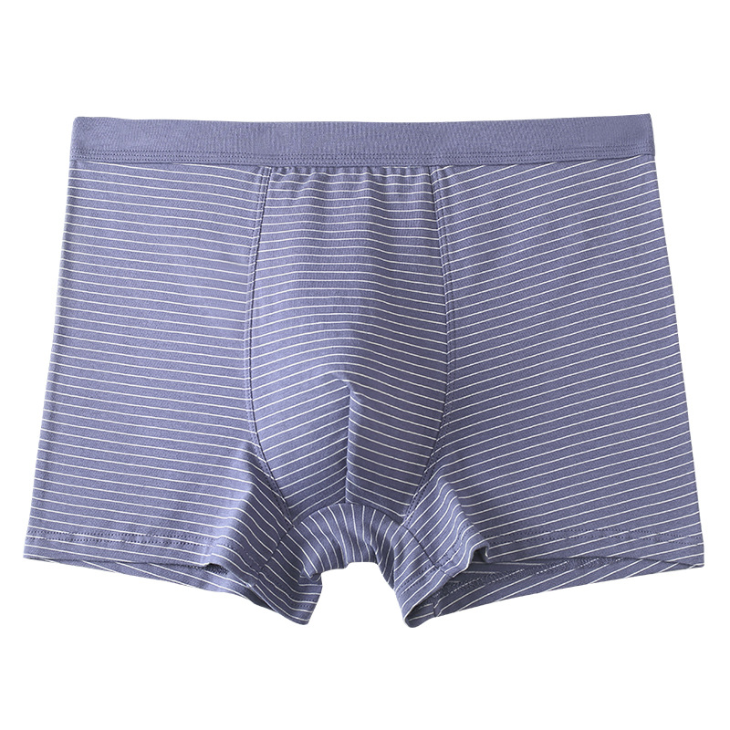 Picture of Cotton mid-high waist men's underwear loose plus size breathable men's boxer striped print cotton boxers