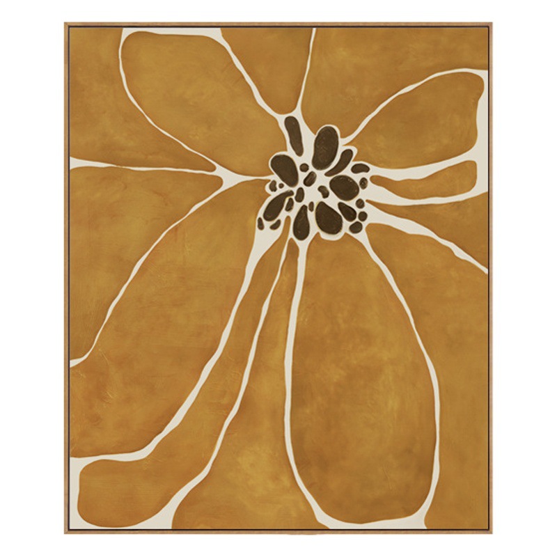 Silent style living room decorative painting modern minimalist sofa background wall floor hanging painting log style flower mural abstract
