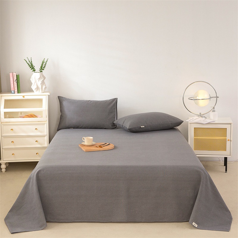 Picture of Cotton Thickened Old Coarse Cloth Bed Sheet Single Piece 100 Cotton Mat Linen Cotton Linen Single Dormitory Three-Piece Set