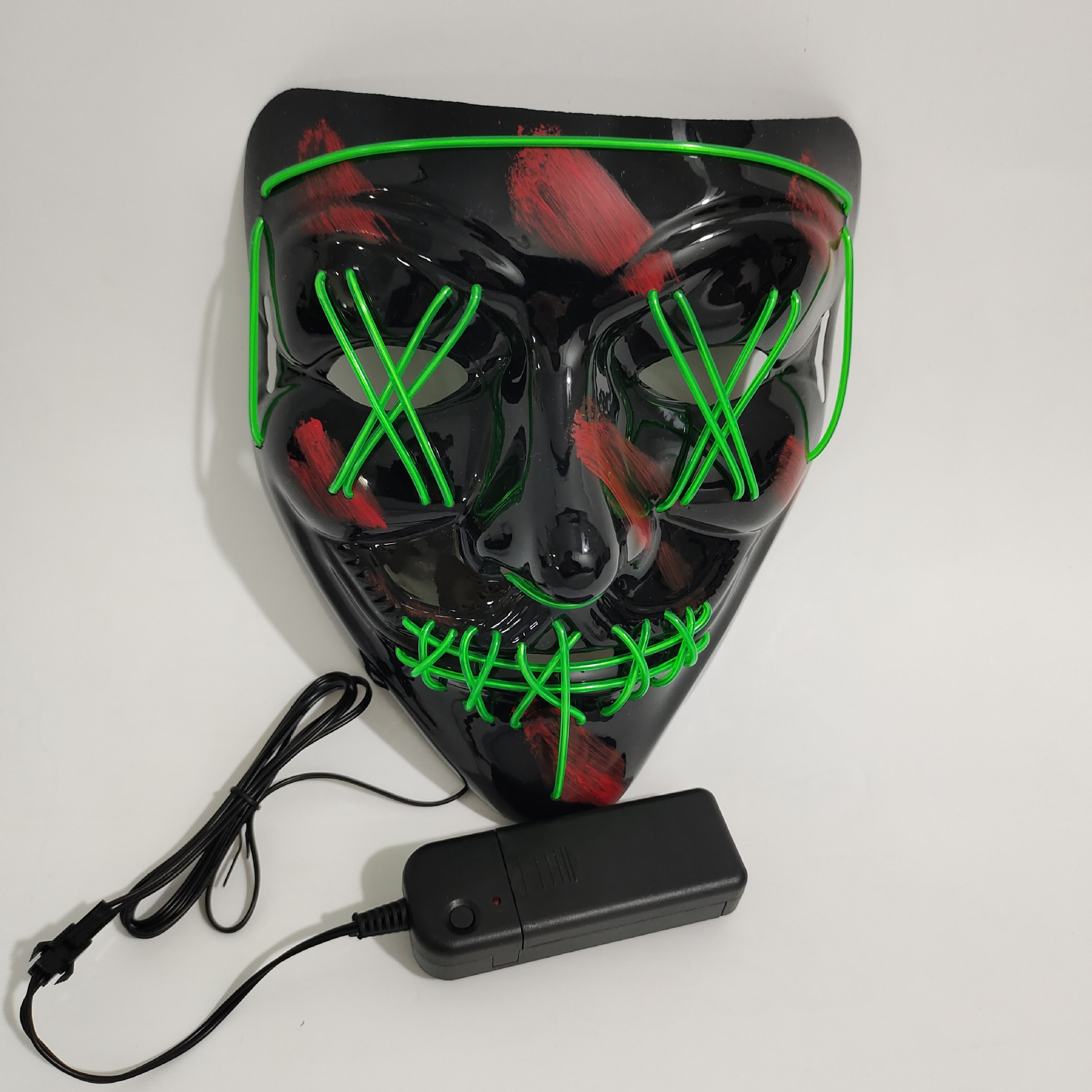 Picture of Spot Amazon Halloween Two-Color Mask El Cold Light Ktv Dance Party Scary Scary Mask Fluorescent