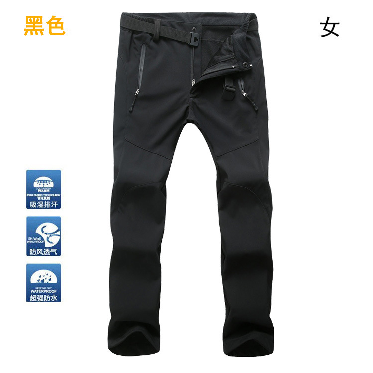 Picture of Outdoor Sports Rush Pants Men's Slim-fit Thickened Autumn and Winter Large Size Windproof Soft Shell Fleece Ski Climbing Pants Women