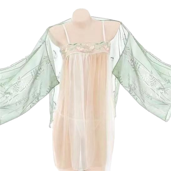 Picture of Erotic underwear, Hanfu, retro nightdress, sexy underwear, women's belly pocket, abstinence, no-take off erotic pajamas set, qqny